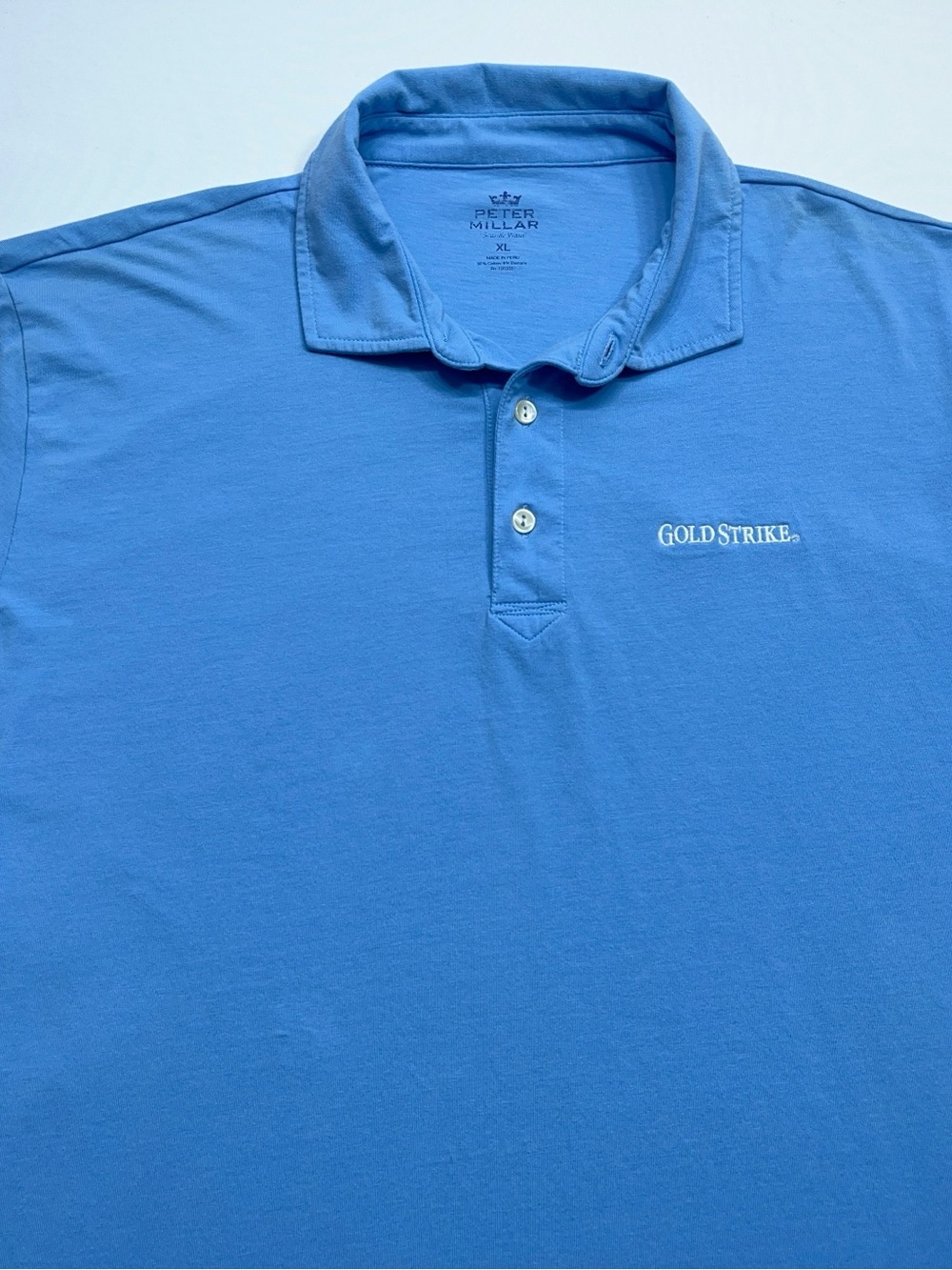 Peter Millar Seaside Wash Polo Shirt Mens Size XL Blue Crown Logo Goldstrike - Picture 13 of 13